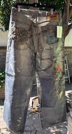 NEW -A Studios Distressed Graphic Print Jeans
