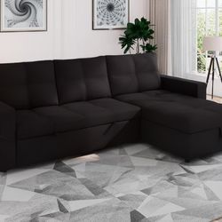 in 1 Convertible Sleeper Sofa Bed,Pull Out Couch for Living Room ,Adjustable Backrest,Velvet,Loveseat Sofa Bed,Futon Couches,Black