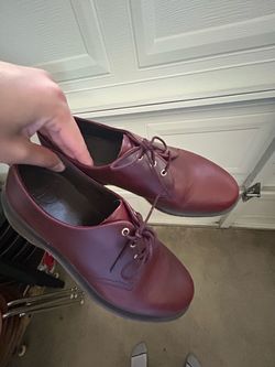 Burgundy Leather Lace-Up Oxford Shoes Size 9 Men