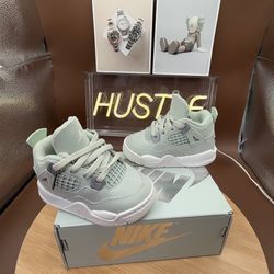 Air Jordan 4 Retro (TD) Seafoam Sail/Metallic Silver Sz 6C (HV4384-003)