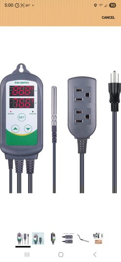 Inkbird ITC308 Freezer Thermostat Heating Cooling Plug Temperature Controller Outlet 110V 1200W Digital Temp Control for Greenhouse Heater Cooler Rept
