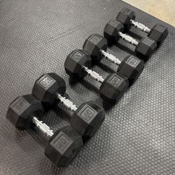 Rubber Hex Dumbbells - 180 lbs Total