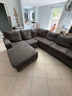 Large Gray Sectional Sofa with Chaise – Very Comfortable