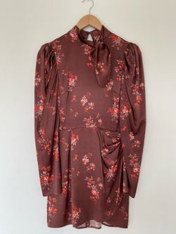 Reformation Silk Mini Floral Dress Brown Size 0 US