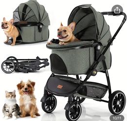 New In Box Olive Green Pet Stroller Top Quality