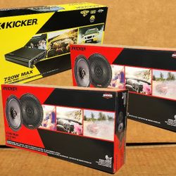 Kicker CX Series 4 Channel Amplifier KS Series 6 1/2" 2-Way Coaxial Speaker System 400 Watts Package 🚨 Payment Options Available 🚨 No Credit Needed 
