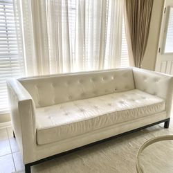 Leather White/beige Sofa Modern Contemporary Style