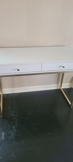 Desk white and gold work/computer desk : remote office
