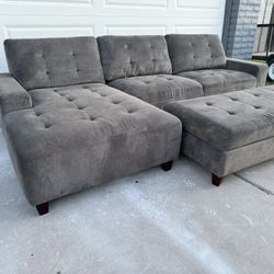 Gray Modern Sectional Sofa Couch Lounge Chaise Sala Ottoman 