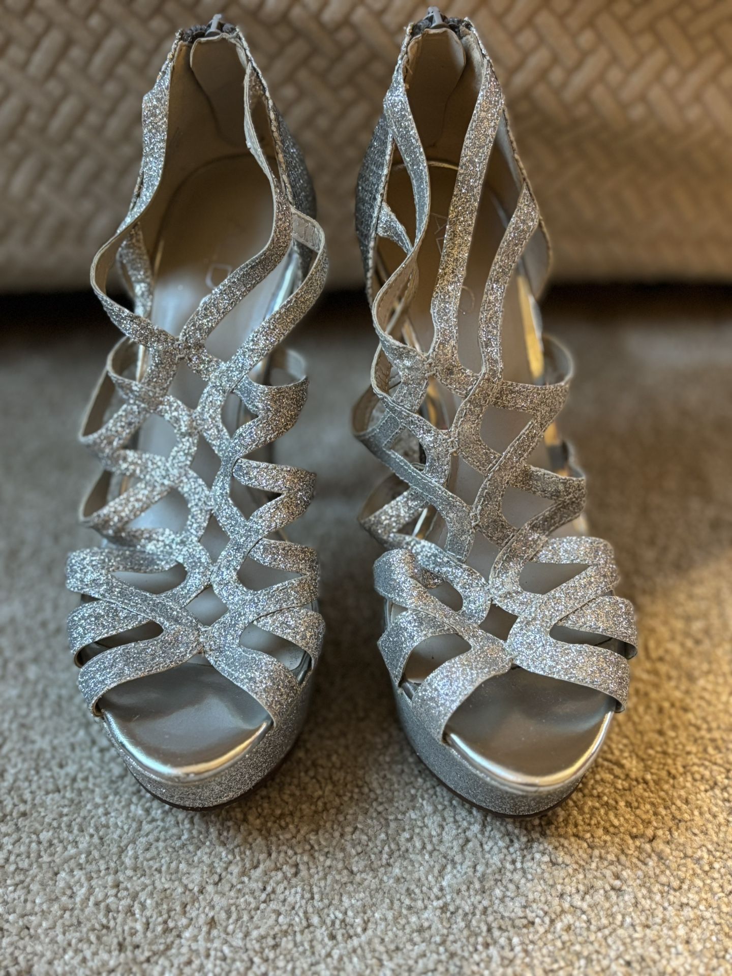 Elegant Silver Strappy Women's Heels