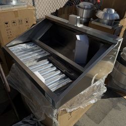 Commercial Exhaust Hood 8 FT Stainless Steel Concession Trailer Hood with 4 Removable Hood Filters(No Motor), Grease Cup and Hood Light, Rust Resistan