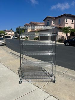 Heavy-Duty 6-Tier Chrome Wire Shelving Unit with Wheels (Commercial Grade)