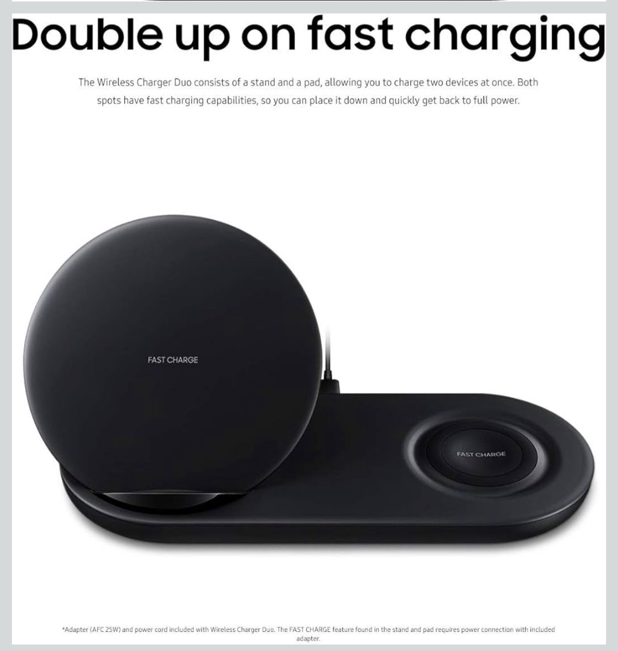 SAMSUNG Wireless Charger DUO Fast Charge Stand & Pad Universally Compatible with Qi Enabled Phones and Select SAMSUNG Watches (US Version), Black