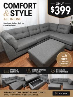 🚚FREE DELIVERY🚚 🩶✨Ashely Furniture L-Shaped Sectional with storage ottoman✨🩶