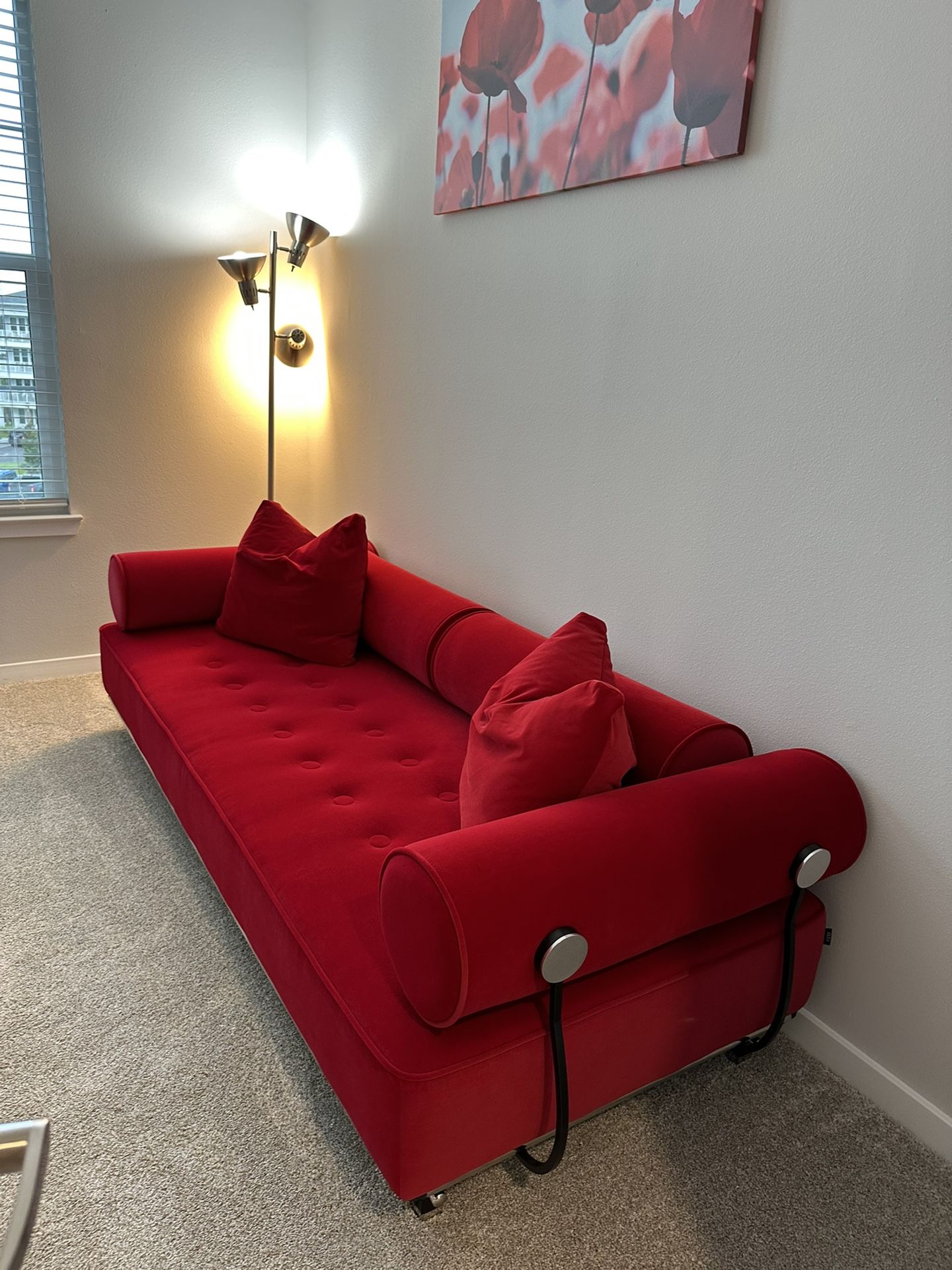 Carrera Red Velvet Sofa - WORTH $3,000!