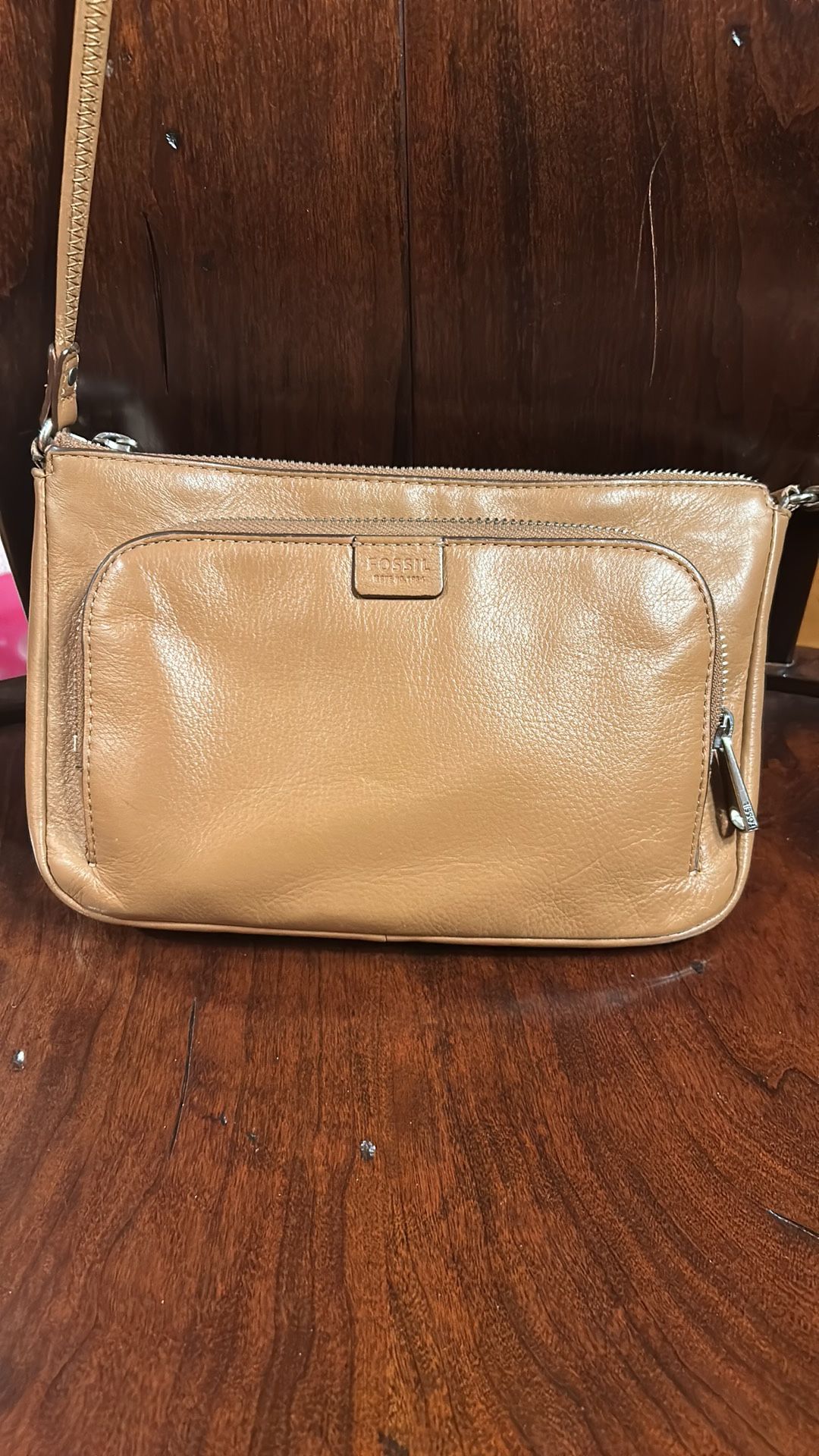 Fossil Brown Leather Crossbody