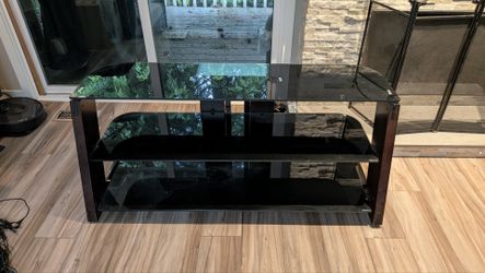 Modern 3-Tier Glass and Espresso Wood Stand/Media Console