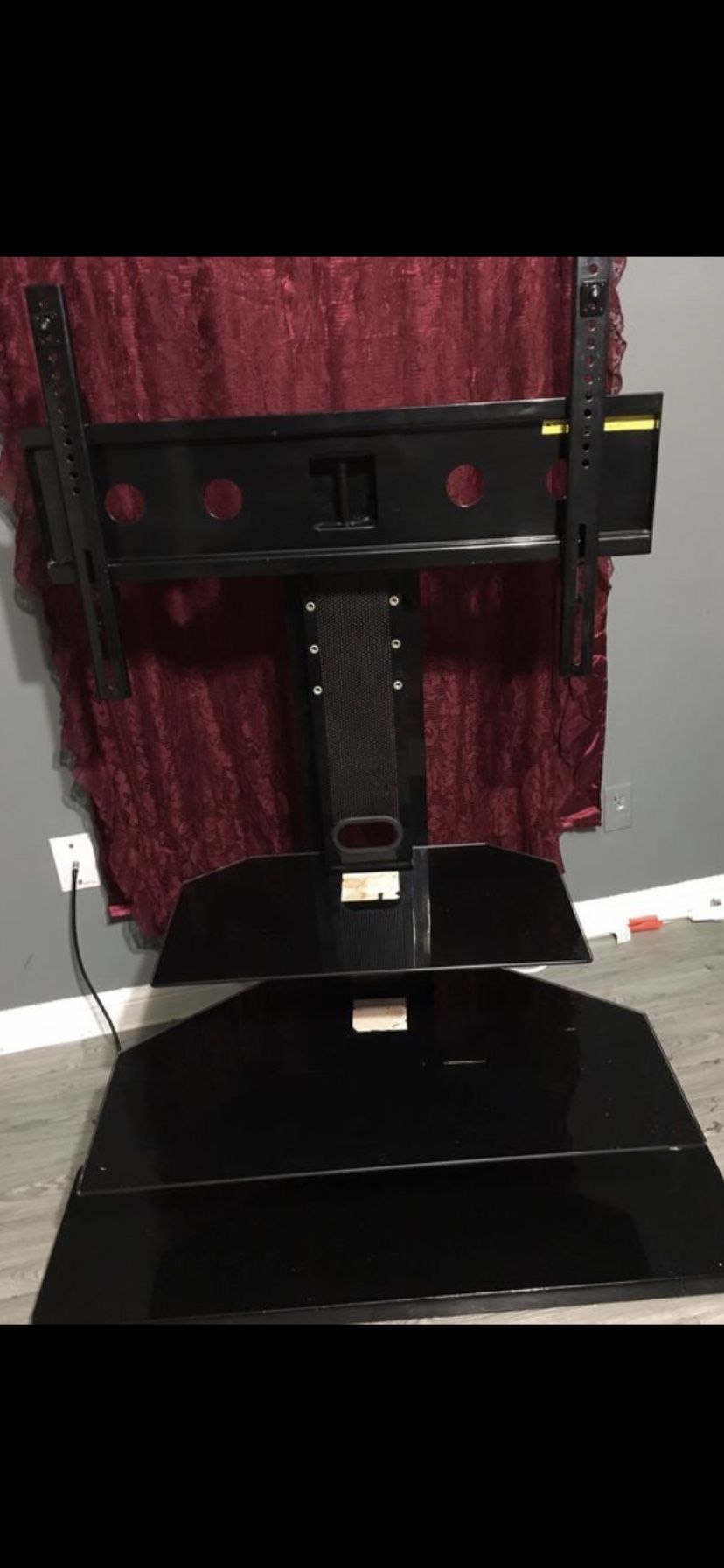 TV mount Stand with glass shelves