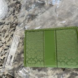 Brand New Green Coach Card Case