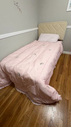 Twin Bed Frame with Upholstered Headboard
