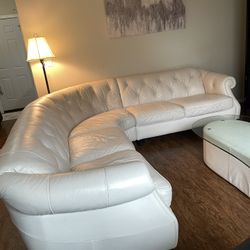 White 3-Piece Curved Sectional Couch