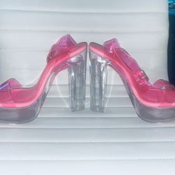 Fashion Nova Clear/Pink Heels 