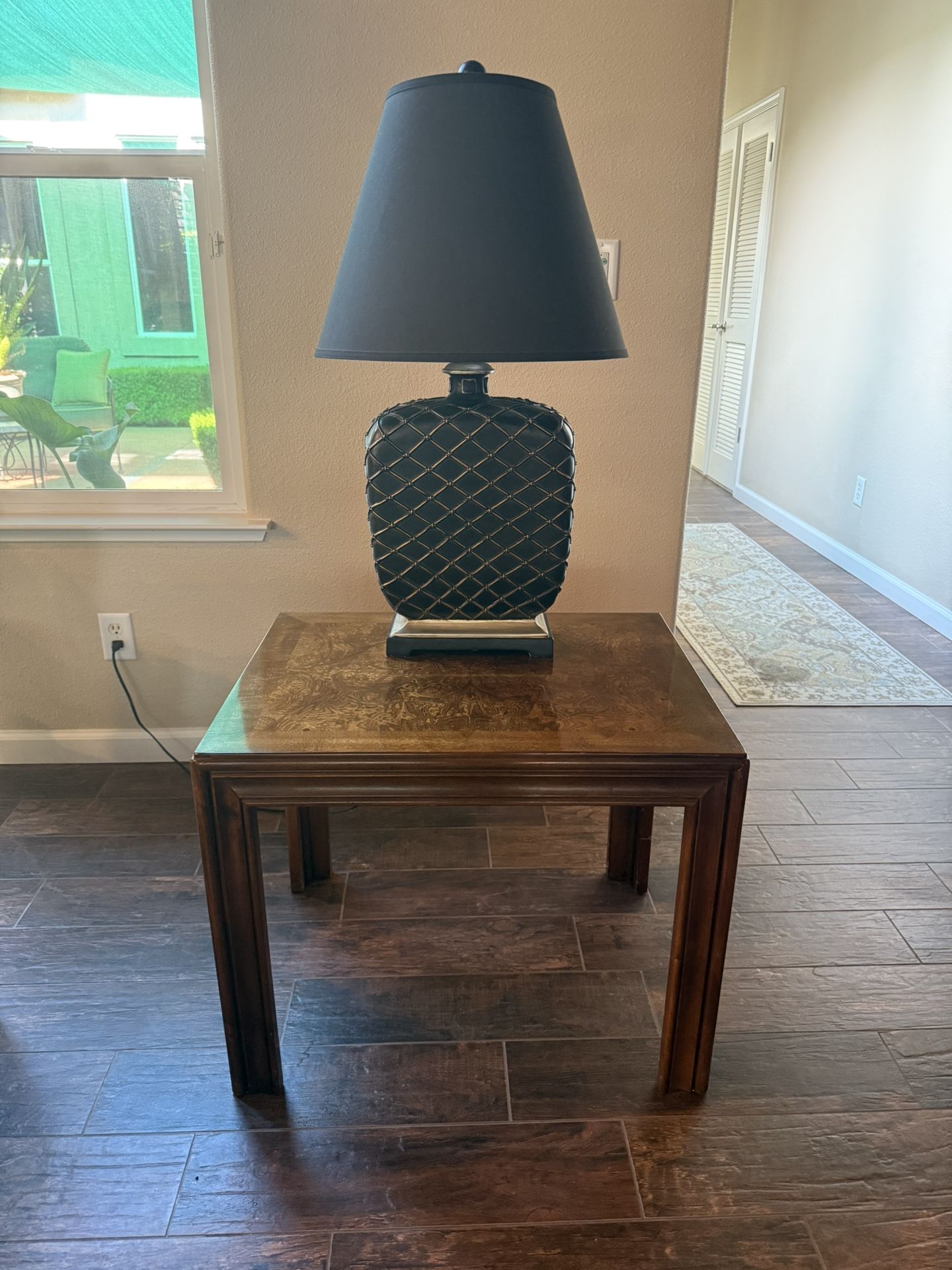 Wooden Side Tables with Lamps
