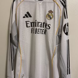 Adidas Real Madrid 25/26 Long Sleeve Home Authentic Jersey Size XL 