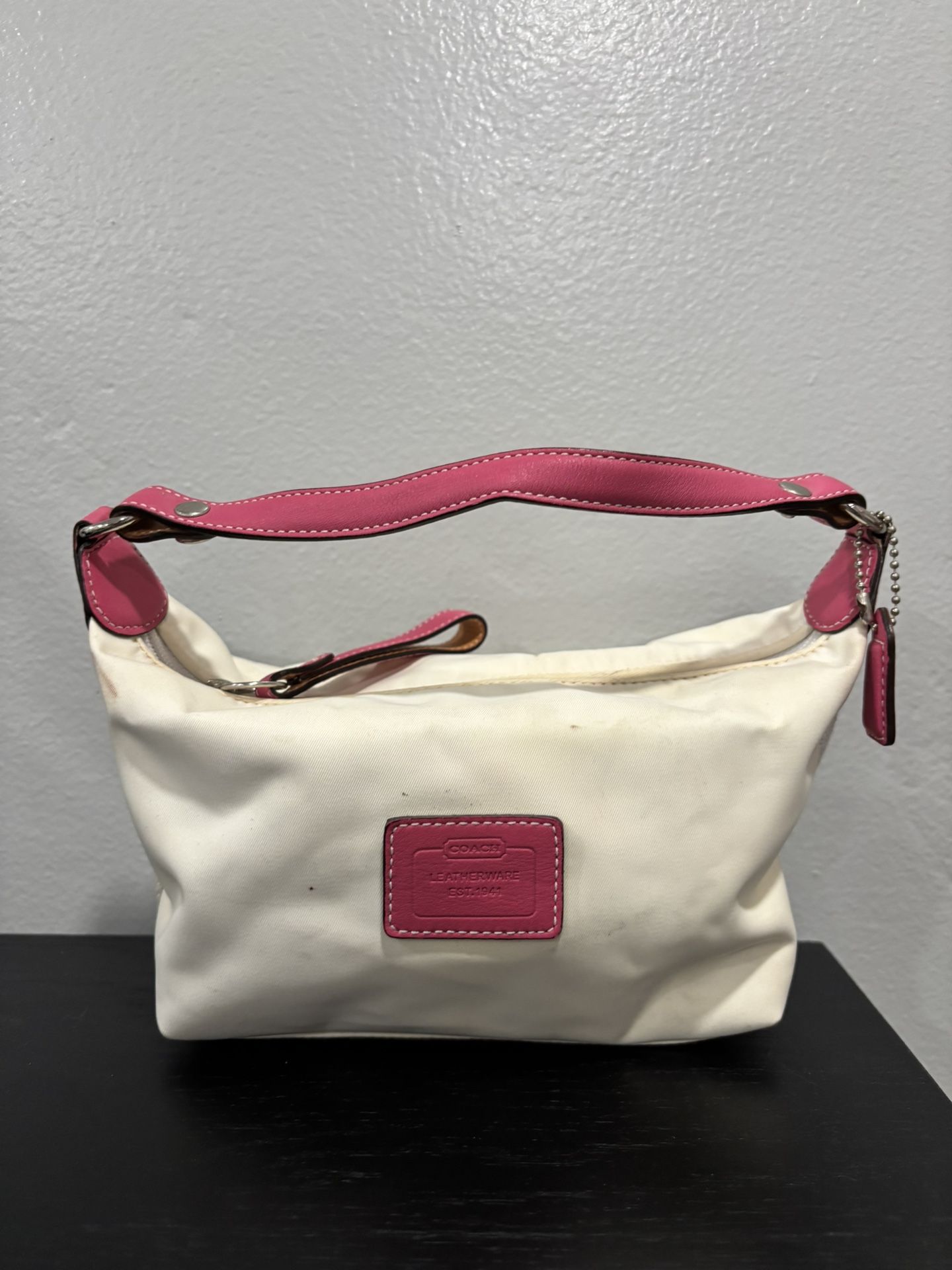 Beige And Pink Leather Handbag Coach