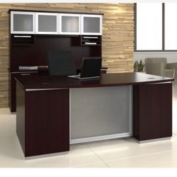 Executive Desk With Glass Modesty With Hutch Furniture 