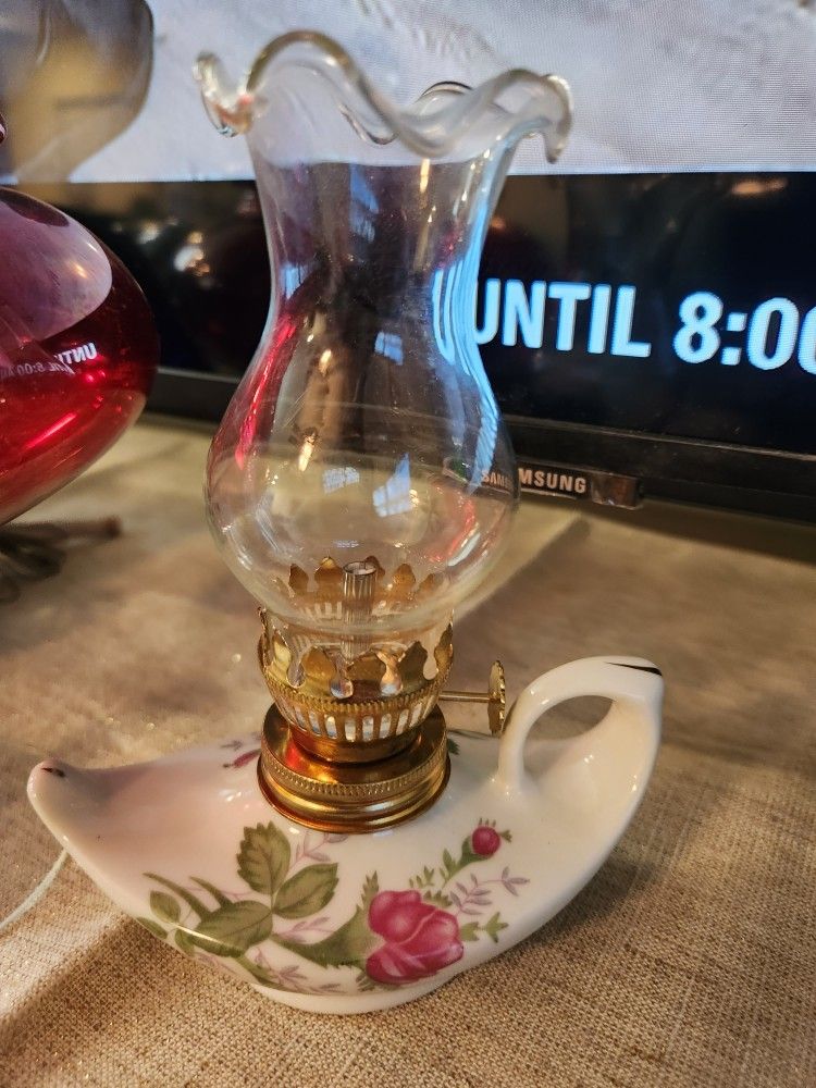 Vintage Miniature  Oil Lamp