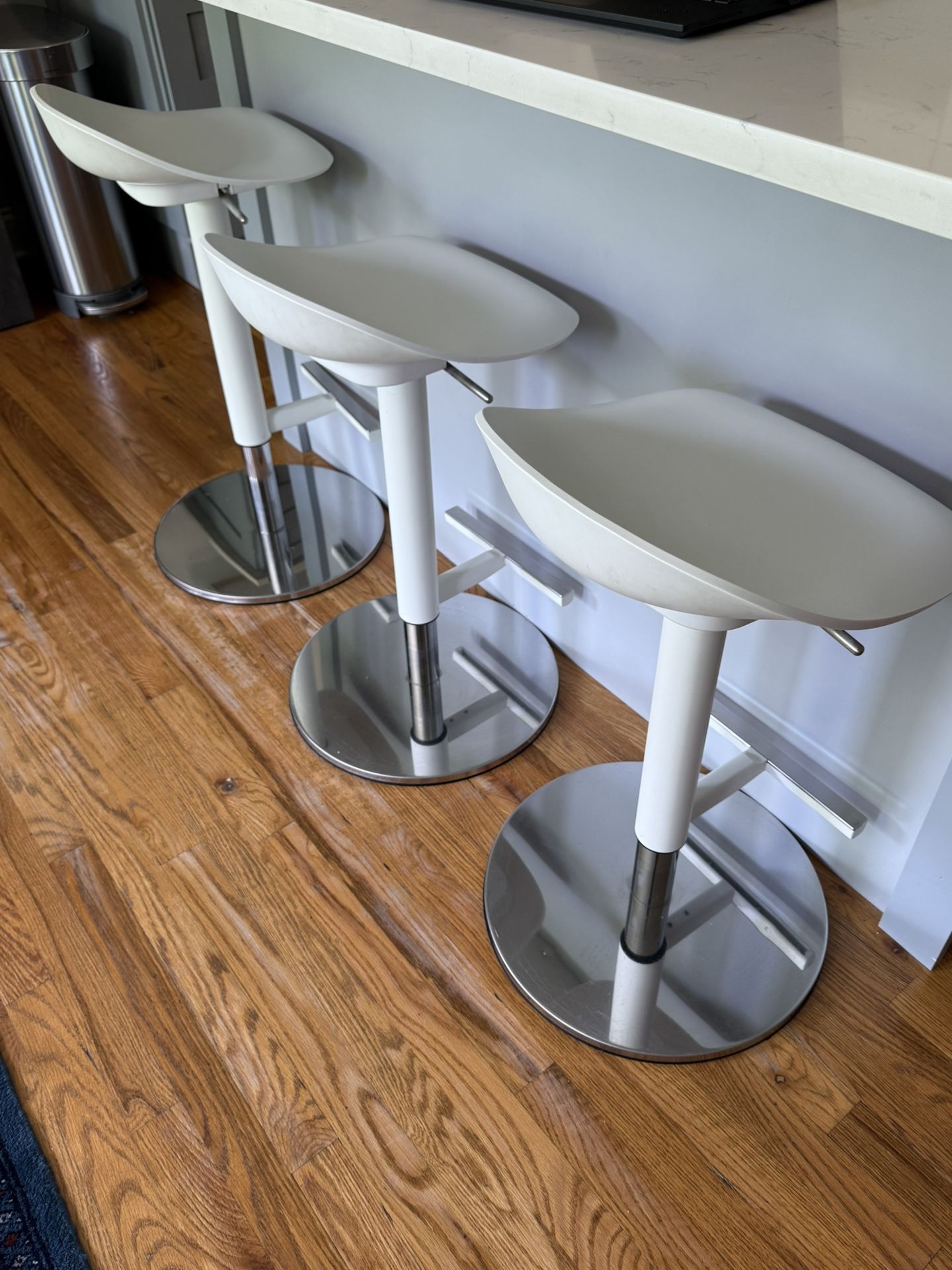 Three White And Silver Stools (retail for $465 + tax)