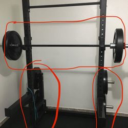 Olympic Barbell/ Bumper Plates/ Commercial Adjustable Bench