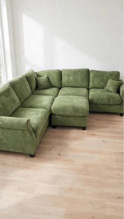 New Sage Sectional Couch with Ottoman.. 99x99 … Free Delivery and Assembly