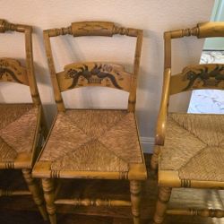 Vintage Hitchcock Rush Harvest Stencil Maple Chairs