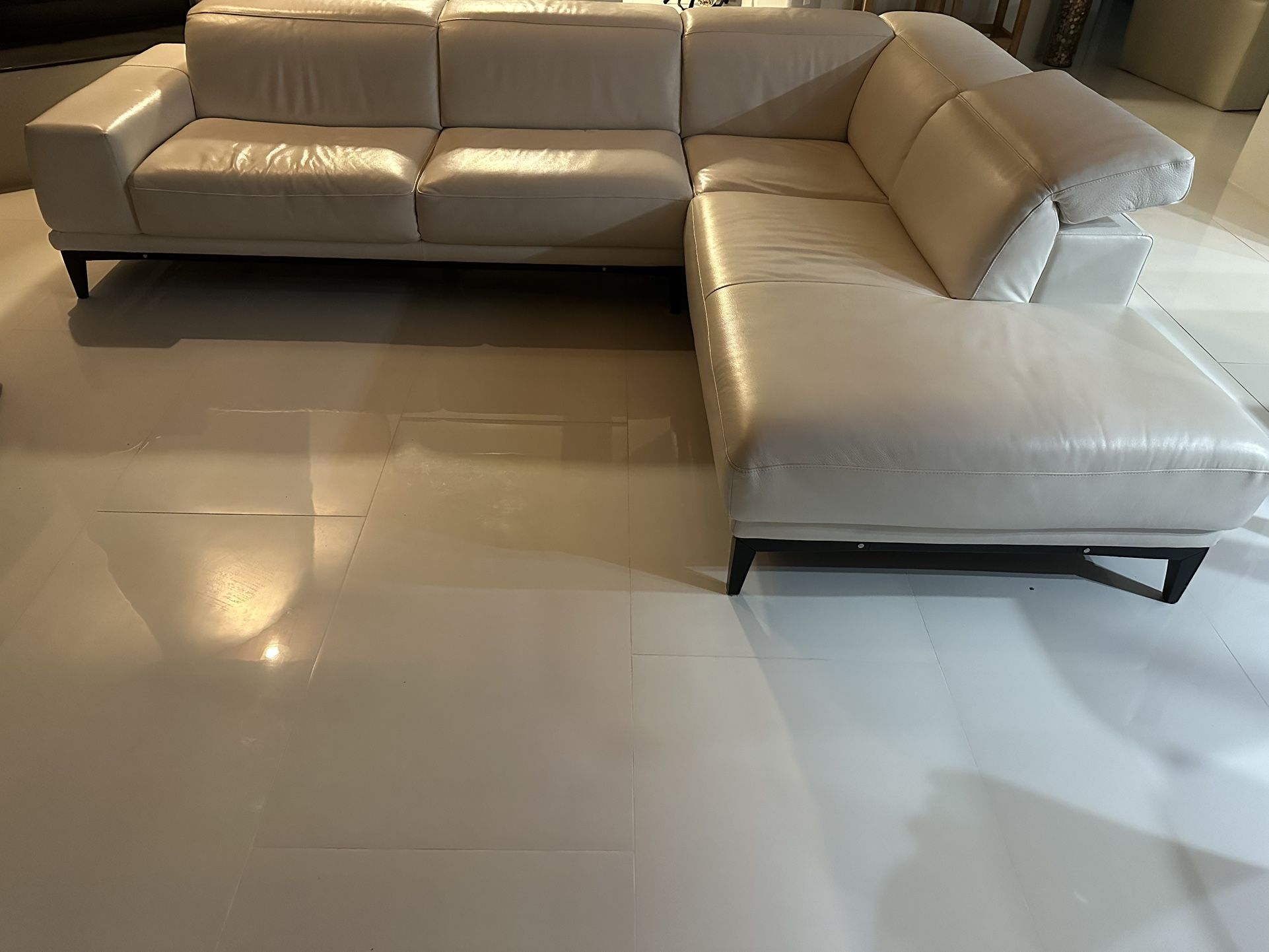 Natuzzi Ivory Leather Couch