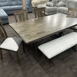 Rustic Oak Wood Table Set 