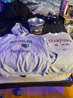 New England Patriots Ice Bucket & Two Official Sweaters