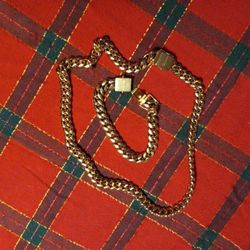 22 MM Cuban Link Chain & Bracelet /gold Filled/
