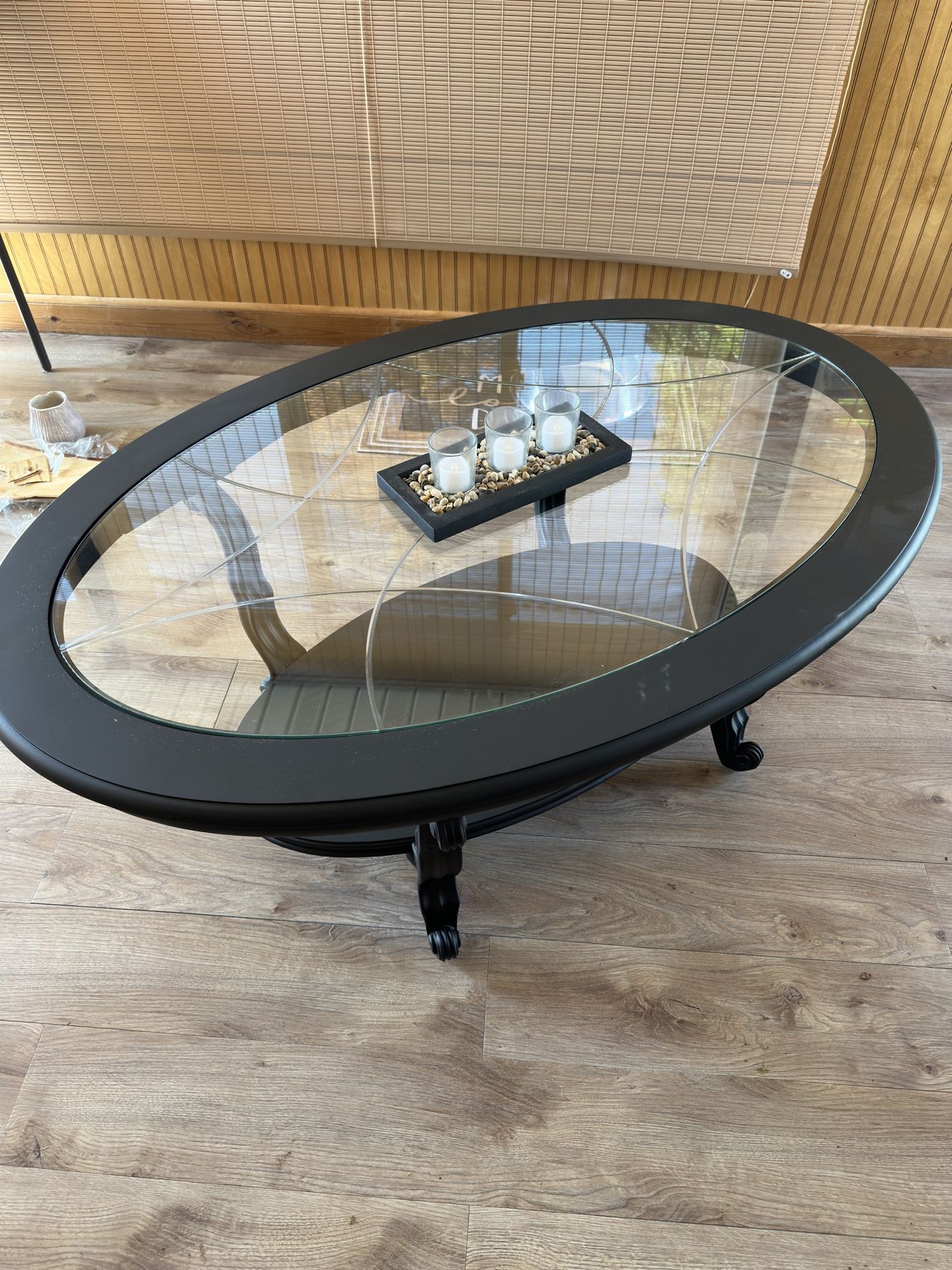 Black Coffee Table with Glass Top