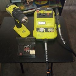 Ryobi 1 Hp Drill With Battery 120$ Ryobi Dremel Set 120$ Or Them Both As A Set For 200