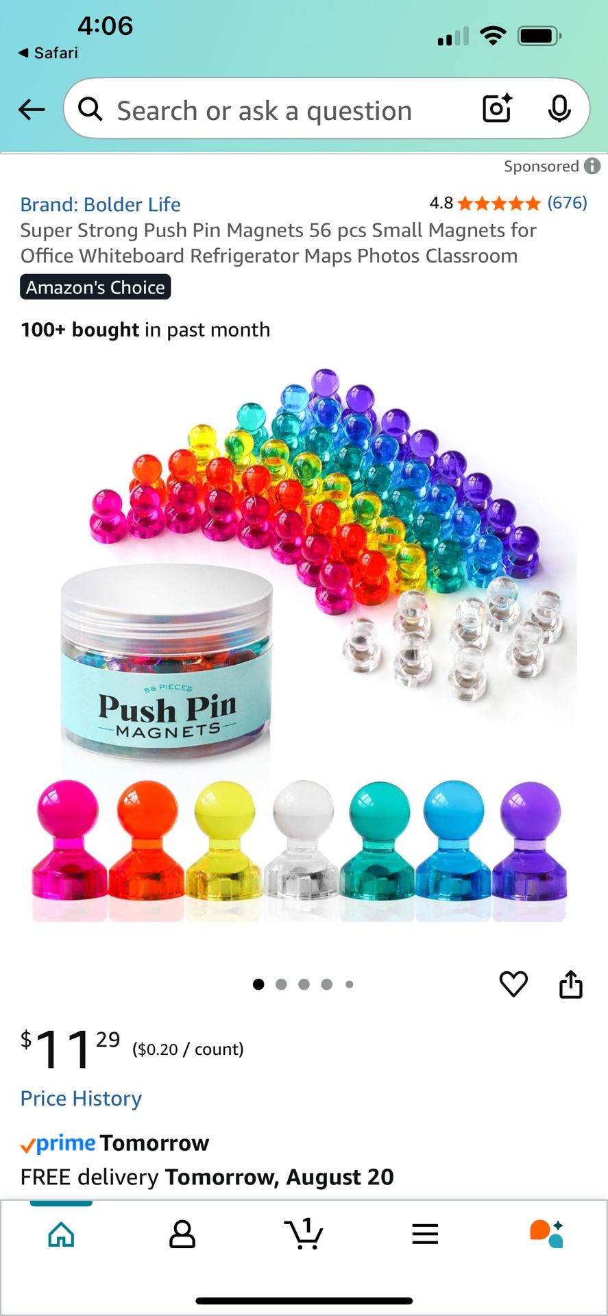 NEW- Two Tubs- 112 pieces- Super Strong Push Pin Magnets for Office Whiteboard