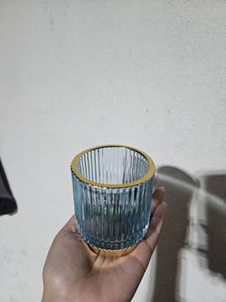 Gold Rim Glass Blue Cup
