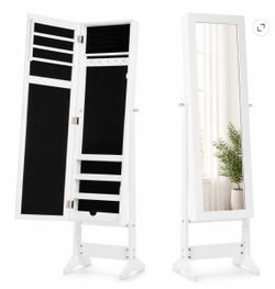 Mirror Jewelry Armoire Standing Jewelry Cabinet