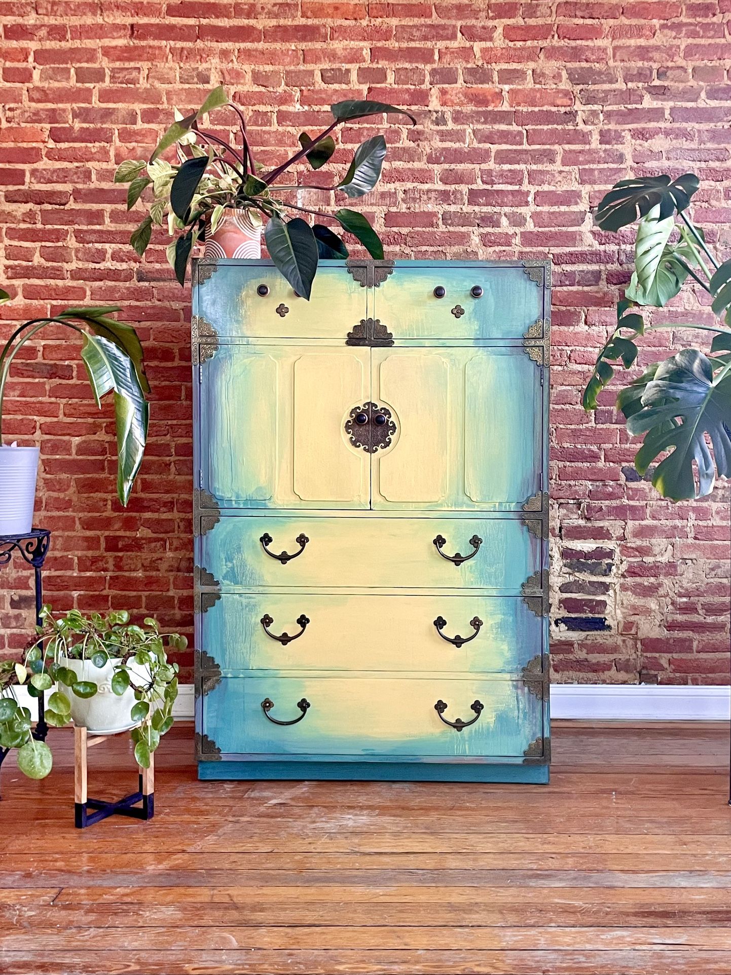 Hand-Painted, Solid Wood Dresser