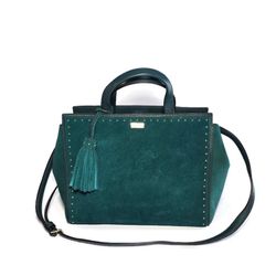Kate Spade New York West Street Abby Satchel Emerald Forest Suede Top Handle 