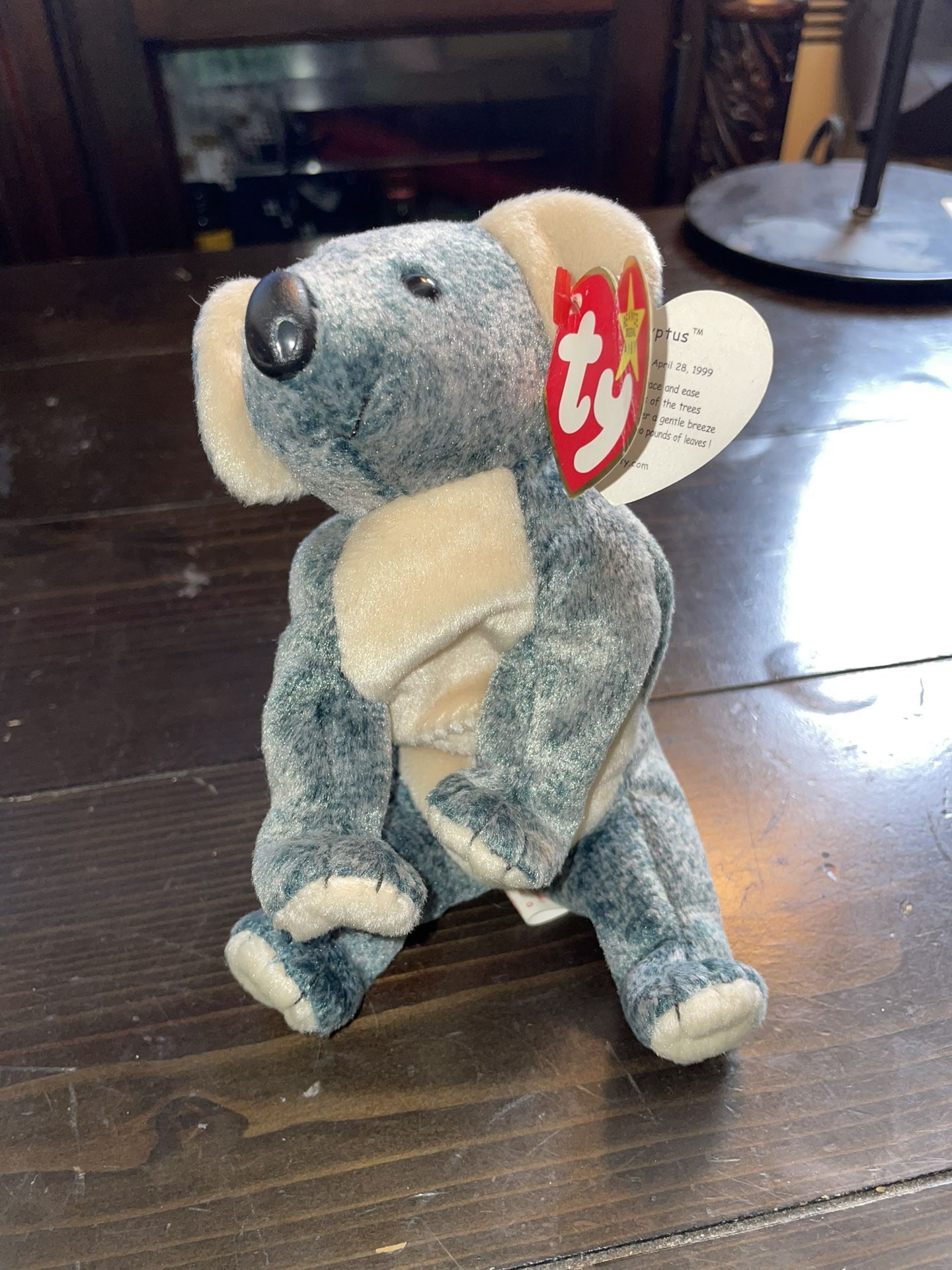 Ty Beanie Babies 1999 EUCALYPTUS Gray Koala Bear Tag Errors, Retired PE Pellets