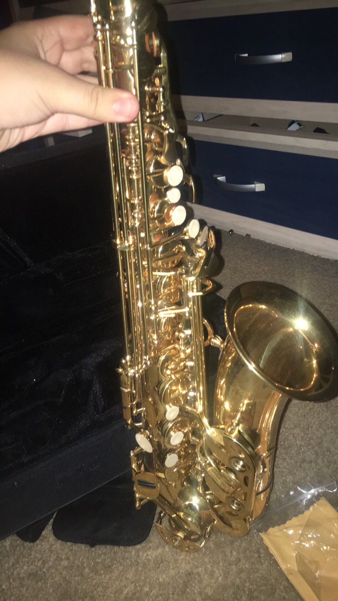Gold saxophone never used.