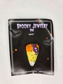 Ganz Halloween Spooky Jewelry Candy Corn Pin Brooch Glitter Spider Accessory