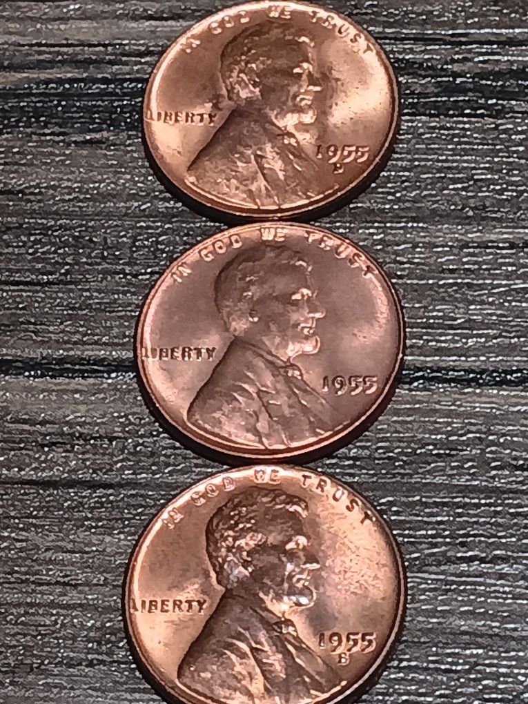This Is A Very Great Lots Of 3 (1955D) DDDIE Lincoln Bicentennial Wheat Penny Collectors Collectable Extremely RARE 